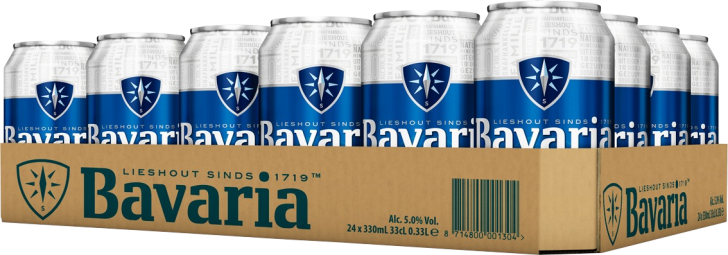 Bavaria tray met 24 blikjes á 0,33 liter